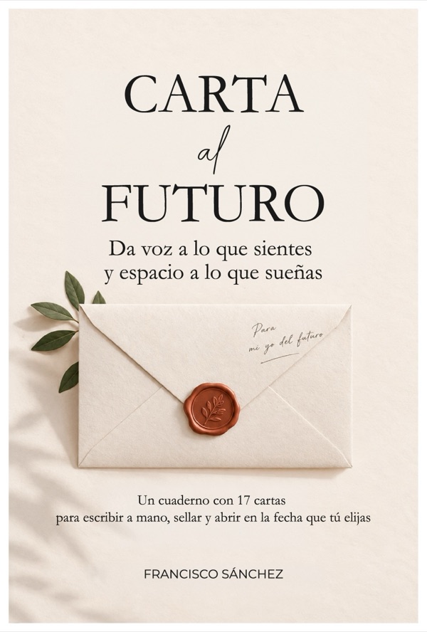 Cover of the Letter to the Future journal: an envelope closed with a wax seal and the dedication “To my future self”